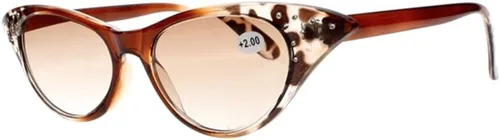 Vista 5 de Mujeres Cat Eye Diseñador Diamantes de imitación Protección UV Lente Tintado Lectores Sol Gafas de Lectura +1.00~+4.00