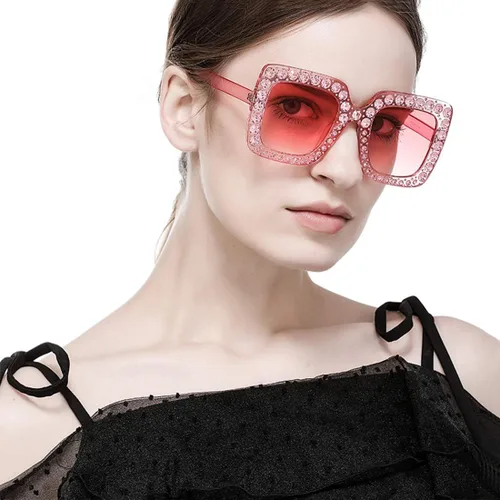 Vista 7 de ROYAL GIRL Elton - Gafas de sol cuadradas con diamantes de imitación de gran