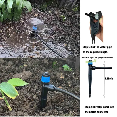 Vista 6 de Sistema de riego por goteo con temporizador para jardín, identificación principal de 1/2 pulgada, 16.5 pies y 1/4 de pulgada, manguera de agua de 96