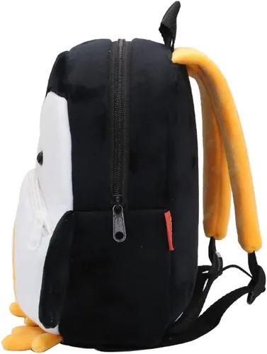 Vista 4 de Mochila pequeña para niños y niñas, linda mochila pequeña de dibujos animados de animales de felpa suave para niños de 2 a 6 años, negro