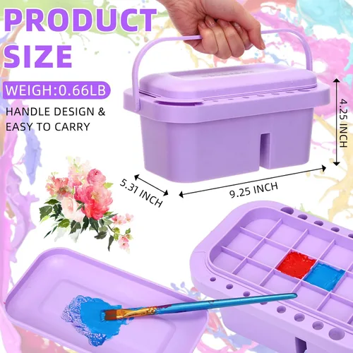 Vista 2 de Teenyyou 4 piezas de limpiador de pinceles de pintura 3 en 1 multifunción soporte para lavabo y organizador con soporte para pinceles, bandeja