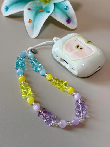 Vista 14 de Drawwind Correa con cuentas para teléfono con pulsera universal, cordón para teléfono celular lindo, pulsera de muñeca con cuentas, cadena de hilo
