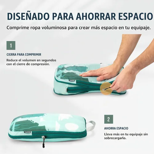 Vista 5 de TRIPPED Travel Gear - Cubos grandes de compresión para equipaje de viaje, organizadores de equipaje, juego de 7 piezas para equipaje facturado