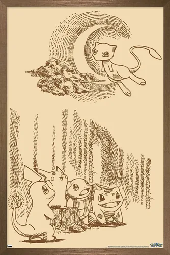 Vista 13 de Trends International Pokémon - Póster de pared de escena sepia, 22.4 pulgadas de largo x 14.7 pulgadas, versión enmarcada de madera de granero