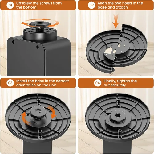 Vista 4 de Calentadores de torre para uso en interiores, calentador eléctrico de chimenea de 750 W/1500 W, llama 3D, calentador y ventilador con oscilación