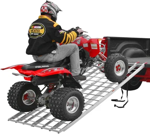 Vista 2 de Black Widow - Rampa de carga para cuatrimotos IBF-9444 ATV (Rampa de aluminio para cuatrimotos extra larga, plegable en dos)