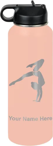 Vista 61 de LaserGram Botella de agua personalizada, soporte de mano de gimnasta, acero inoxidable de doble pared aislada al vacío con popote superior, regalo