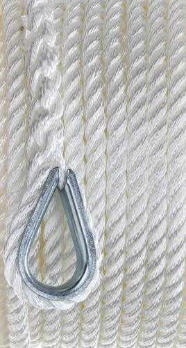 Vista 4 de Seachoice - Cuerda de anclaje, 3 hebras trenzadas, color blanco, nailon