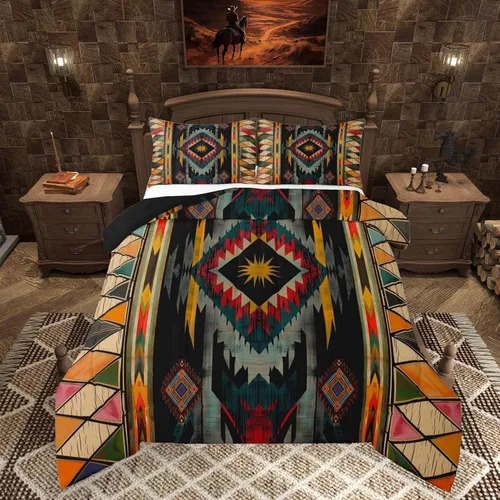 Vista 30 de Feelyou, juego de ropa de cama estilo vaquero tamaño individual para niños, juego de edredón occidental para niños y niñas, desierto del lejano