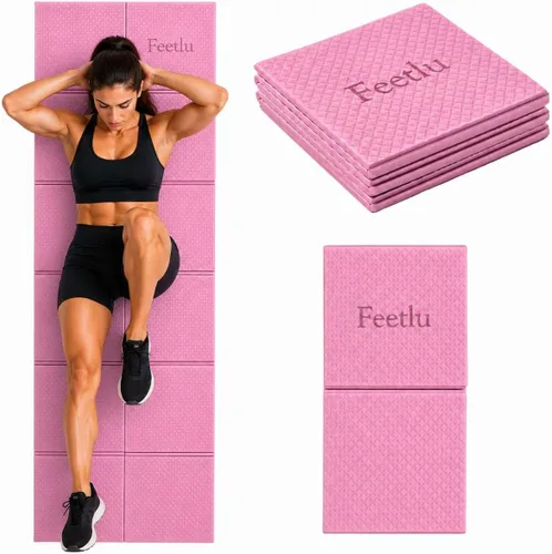 Vista 10 de Esterilla de yoga plegable, 6mm de espesor, ligera, antideslizante y fácil de guardar – Perfecta para viajes, yoga, pilates, entrenamientos en casa