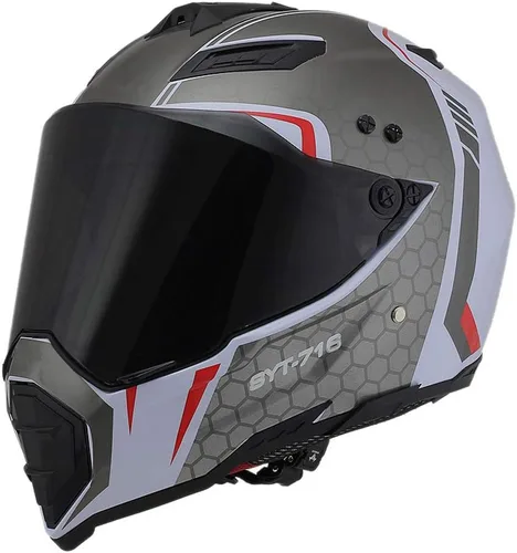 Vista 5 de Casco dual deportivo para motocicleta todoterreno y cuatrimoto - Certificado por el departamento de transporte de EE. UU. (DOT)