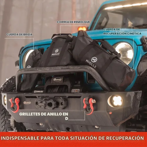 Vista 5 de MiolleGear Correa de remolque de 2”x20’- 20990 lbs MBS (Prueba de laboratorio) Kit de correa de recuperación Incluye: Cuerda de remolque, Estuche