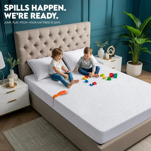 Vista 6 de Utopia Bedding - Protector de colchón de doble cara con parte superior y paneles laterales de rizo impermeables tamaño individual, funda de colchón