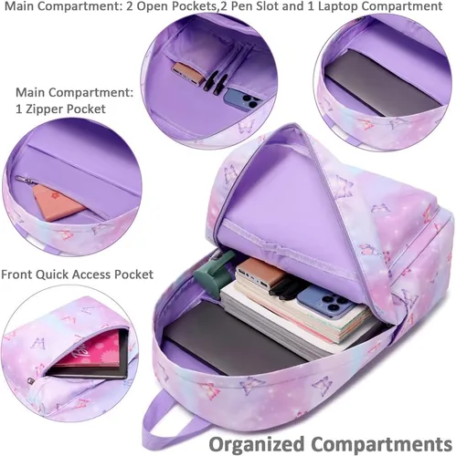 Vista 4 de Meisohua Mochila para niñas y escuelas primarias, mochila escolar para niños, bolsas escolares ligeras para niñas y niños
