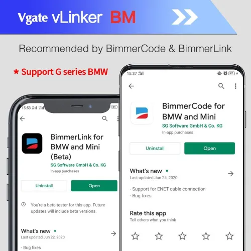 Vista 4 de Vgate vLinker BM OBD2 - Lector de código Bluetooth, herramienta de escaneo OBDII para Android y Windows, hecho para BimmerCode