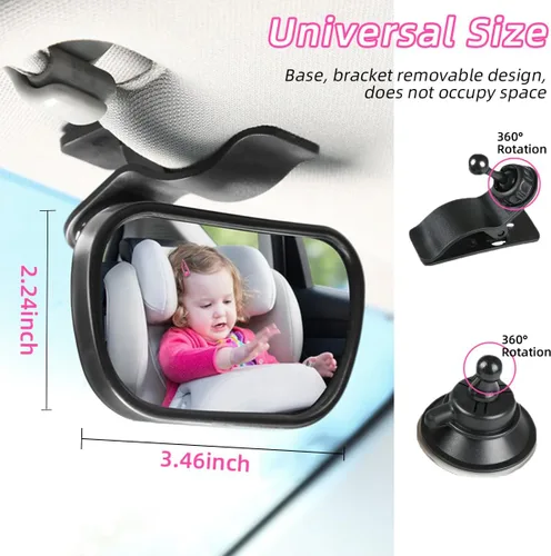 Vista 2 de Kewucn Espejo de coche para bebé, espejo retrovisor interior inastillable, espejo de observación de bebé, espejo retrovisor ajustable para asiento