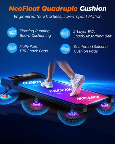 Vista 6 de Walking Pad with Incline 9% & Decline -4% 5 Level, Under Desk Treadmill Negro