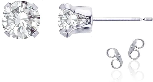 Vista 9 de Aretes de tuerca de plata de ley 925 chapados en oro de 14 quilates macizo, oro amarillo, blanco o rosa de 0.236 in Amatista