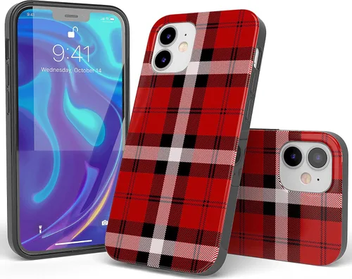 Vista 4 de Funda Casely Compatible con iPhone 11 Como si! Funda de cuadros rojos