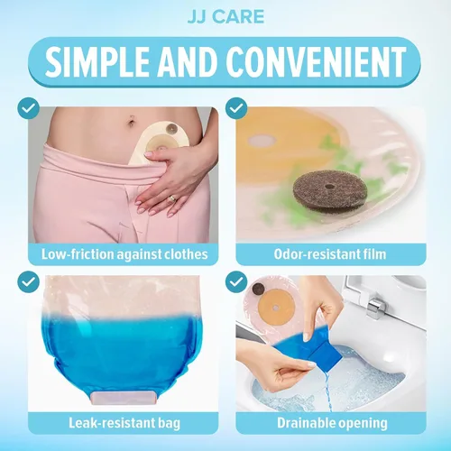 Vista 4 de Bolsas de colostomía 20 piezas, bolsas de ostomía de una pieza, suministro de ostomía sin desorden