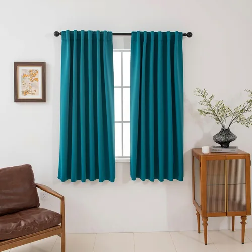 Vista 8 de Pickluc Cortinas opacas de 63 pulgadas de largo, 2 paneles de cortinas opacas para dormitorio o sala de estar, pestaña trasera y bolsillo para Negro