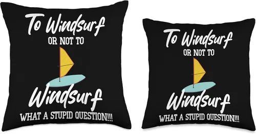 Vista 3 de Funny Windsurfing Boardsailing Sailboarding Windsurf Boardsailing Sailboarding Throw Pillow, 16x16, Multicolor