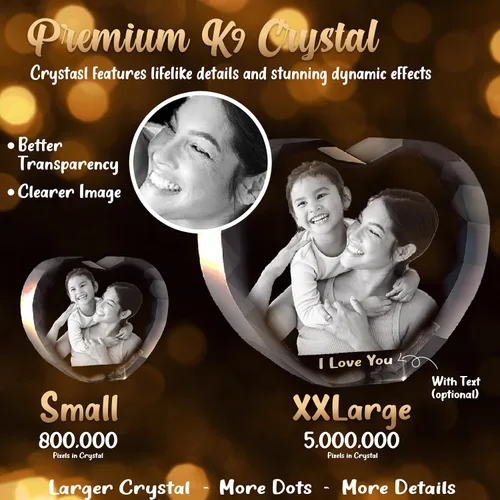 Vista 6 de Foto de cristal 3D personalizada, foto de cristal grabada con láser 3D, regalos de imagen personalizados para marido y esposa. Regalo personalizado