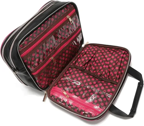 Vista 7 de Nicole Lee Bolsa de maquillaje cosmética para mujer, bolsa de viaje con 5 compartimentos (todas las emociones)