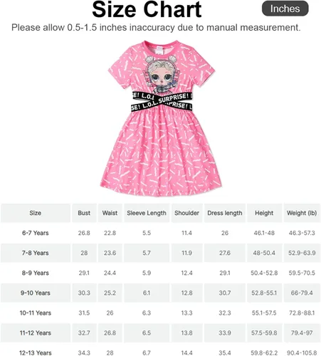 Vista 7 de L.O.L. Surprise! Vestido de niña con estampado de personajes entrecruzados recortados en la cintura vestido de manga corta