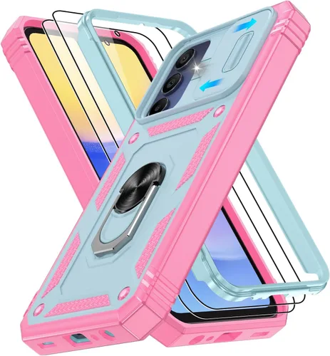 Vista 219 de Gritup Funda para Google Pixel 6 con cubierta deslizante para cámara y protector de pantalla (2 unidades), soporte de anillo giratorio 360°, funda