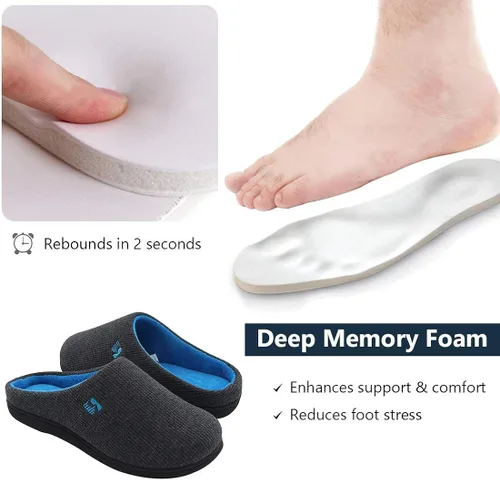 Vista 4 de Pantuflas RockDove para hombre de espuma viscoelástica, dos tonos
