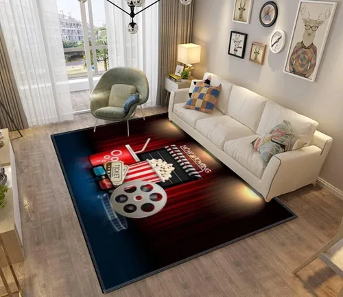 Vista 2 de Alfombra de pasillo para el hogar, cine, cine y objeto en la cortina; tapete grueso antideslizante para puerta, alfombra de entrada, alfombra
