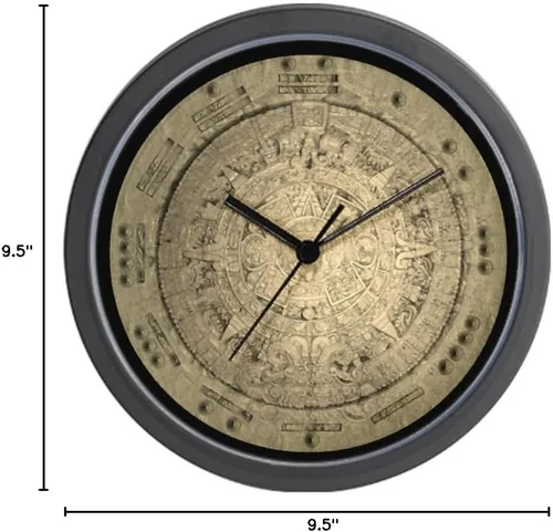 Vista 2 de CafePress Mayan 2012 - Reloj de pared con números aztecas, 10 pulgadas, para sala de estar, cocina u oficina