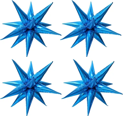 Vista 12 de 50 globos de aluminio negro con forma de cono de estrella grande de 26 pulgadas, globos de Mylar de estrella de explosión negra de 12 puntos 3D