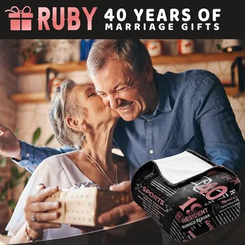 Vista 6 de Manta de 40 aniversario, regalo para el 40 aniversario de boda, rubí, boda, cuarenta años de matrimonio, regalos para pareja, esposa, marido, papá