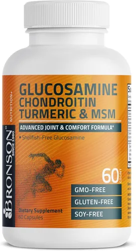 Vista 5 de Bronson Glucosamina, condroitina, cúrcuma y MSM fórmula avanzada para articulaciones y cartílagos, apoya articulaciones saludables, movilidad