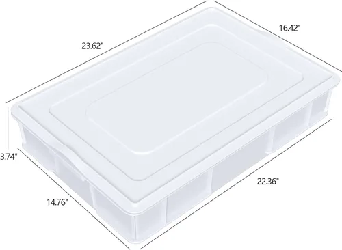 Vista 2 de Paquete de 4 cajas de prueba de masa de pizza comercial con tapa Contenedor de masa para pizza, tapa a juego, duradero y fácil de limpiar, gran