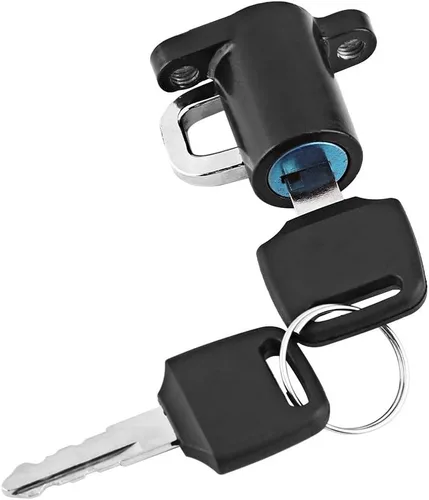 Vista 8 de Cerradura de casco de motocicleta, cerradura antirrobo de aleación de aluminio para casco con 2 llaves, gancho universal para casco