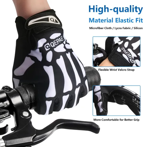 Vista 4 de Halloween Skeleton Gloves Touchscreen, Breathable Skull Gloves Cycling Anti-Slip Bone Halloween Costumes Gift