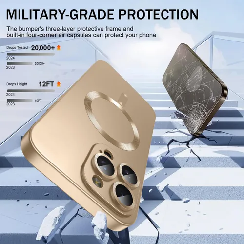 Vista 3 de Funda magnética para iPhone 13 Pro MagSafe con protector de lente de cámara, protección completa, delgada, suave, a prueba de golpes, antiarañazos