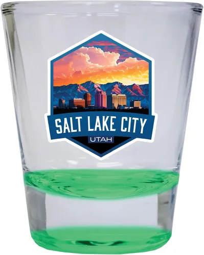 Vista 5 de Salt Lake City Utah Souvenir - Vaso de chupito redondo de 1.5 onzas, color azul A