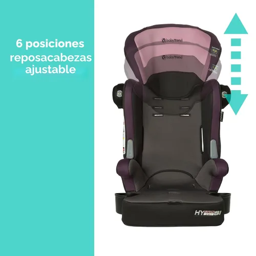 Vista 8 de Baby Trend Hybrid SI 3 en 1 - Asiento de coche con refuerzo de combinación con protección contra impactos laterales, Dash Orchid
