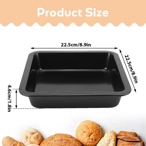 Vista 2 de Tissting 2 moldes rectangulares para tartas de 8.9 x 8.9 x 1.8 pulgadas (8.9 x 8.9 x 1.8 in), antiadherentes para pasteles, brownies, lasaña