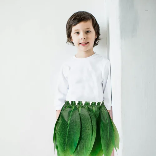 Vista 5 de LUOZZY Falda de hoja hawaiana Hula de hoja tropical, falda hula de hierba verde, falda de hula hawaiana disfraz hawaiano Halloween Luau suministros