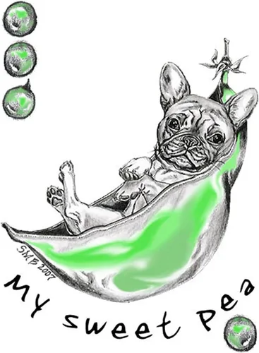 Vista 2 de CafePress Imán rectangular Sweet Pea Frenchie, imán de refrigerador de 3 x 2 pulgadas