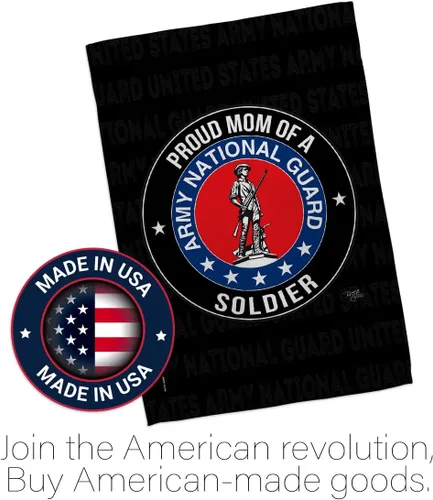 Vista 5 de Bandera de jardín con texto en inglés «Army Proud Mom Soldier» – Guardia Nacional de las Fuerzas Armadas ANG veterano militar estadounidense