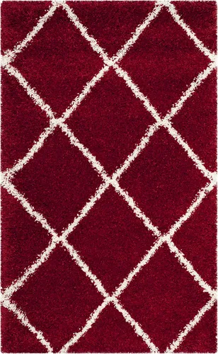 Vista 119 de SAFAVIEH Hudson Shag Collection - Alfombra decorativa de 2 x 3 pies, color beige y marfil, diseño moderno de enrejado, no desprende pelusa