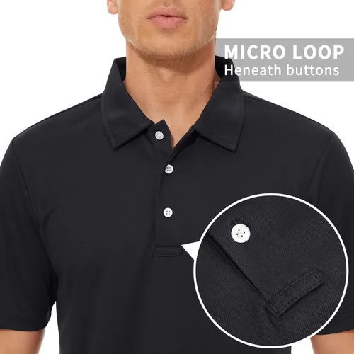 Vista 4 de CRYSULLY Camisa táctica de golf de manga corta para hombre, con botones, estilo militar