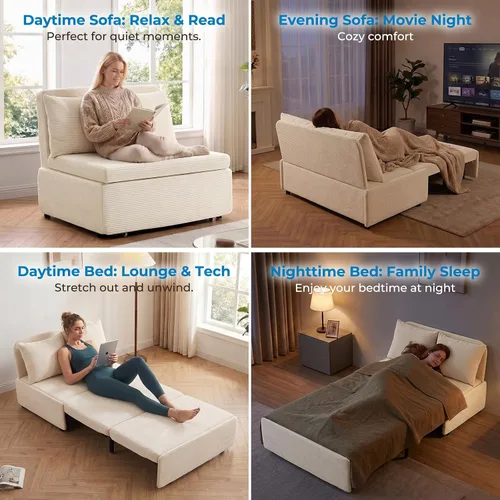 Vista 5 de Mjkone Sofá cama extraíble de 43 pulgadas, color beige