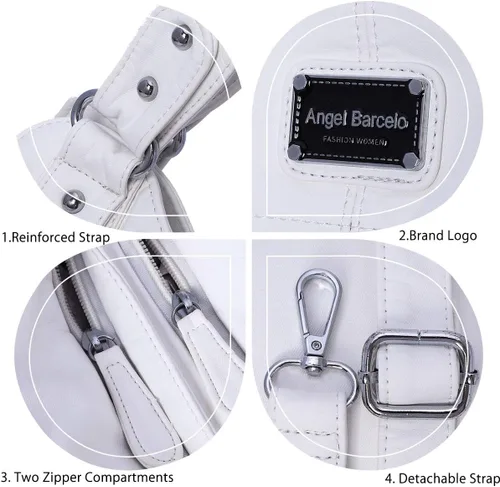 Vista 151 de Angel Barcelo - Bolsa de hombro amplia para mujer, diseño Hobo, cuero lavado